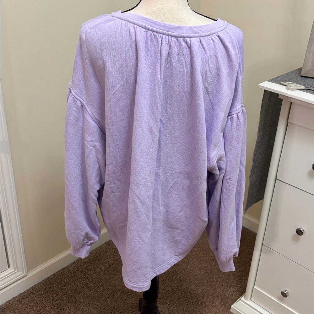 Aerie Light Purple Tie-Front Oversized Sweatshirt size Medium - Picture 6 of 7